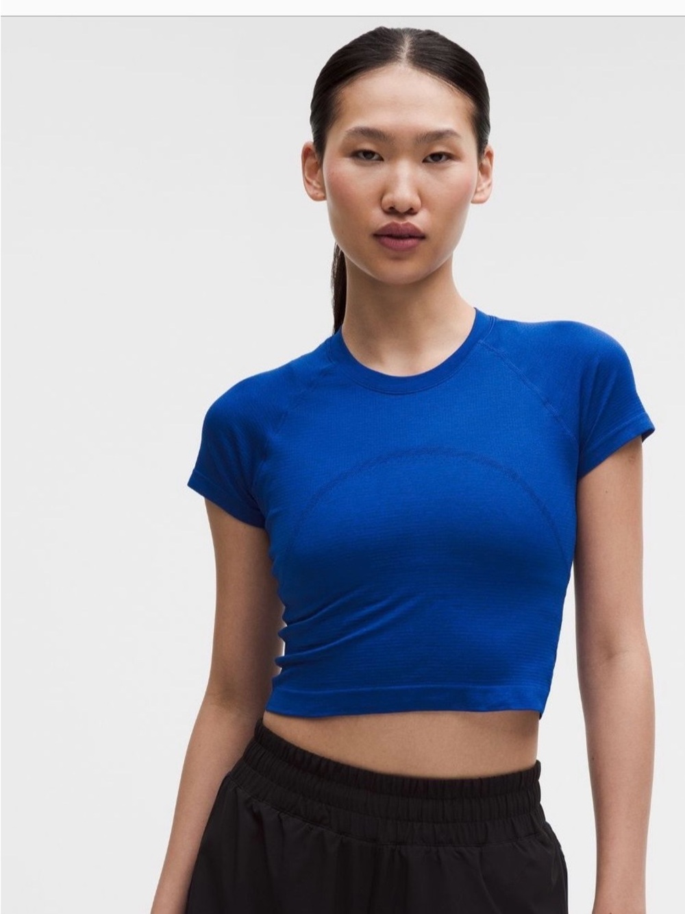 Lululemon Swiftly Tech Cropped Shirt 2.0 Blue Size 4